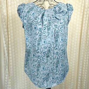 Rachel Roy Snakeprint Blue Short Sleeve Blouse Y2K Size Small